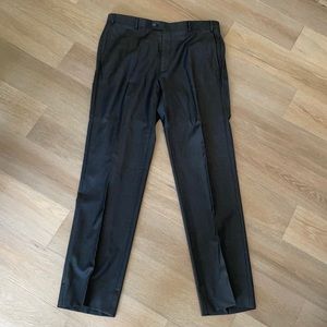 Zanella Vitalr Barberis dark gray wool flat front dress pants